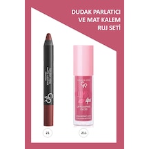 Plumped Lips Lip Plumping Gloss No: 211 Ve Matte Lipstick Crayon No: 21 Toffee