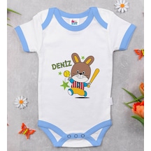 Bitmeyenkartus Bk Kids Kişiye Özel Mavi Bebek Body Zıbın - Model 125 Çok Renkli