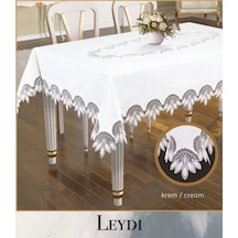 Leydi Model Krem 160x260 Cm Gardenya Keten Çeyizlik Masa Örtüsü Şık Yemek Masası Dekoru Sarı