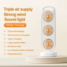 Goldenqian Üç Hava Çıkışlı Masaüstü Fanı Usb Şarjı Ayarlanabilir Yüksek Rüzgar Enerjisi Açık Kamp İçin Uygun Soğutma Ekipmanları White Orange