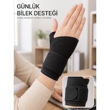 Erturkstore Mey İthalat Siyah El Bilek Desteği Cırtlı Ayarlanabilir Başparmak Geçişli Bileklik Spor Bandajı -