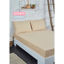 Çift Kişilik Ranforce Kumaş Lastikli Fitted Çarşaf Takımı Bej