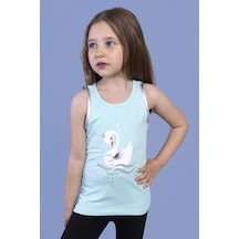 Toontoy Kids Toontoy Kız Çocuk Baskılı Yuvarlak Yaka Tişört Su Yeşili