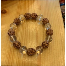 Rudraksha Rudrakşa Tohumu Ve Kristal Kuvars Bileklik Çok Renkli