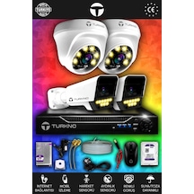 Turkno 4 Kameralı Supia 2 İç Kamera Set 2 TB 5 MP 2K Net Renkli Gece Görüşlü Güvenlik Kamerası Sistemi