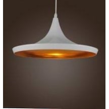 Retro Metal Sarkıt Avize Rustik Tekli Beyaz İçi Sarı 36 Cm-rt2045