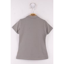 Toontoy Kids Toontoy Kız Çocuk Önü Dantelli T-shirt Gri