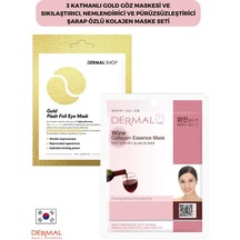 Dermal 3 Katmanlı Gold Göz Maskesi + Sıkılaştırıcı Şarap Özlü Kolajen Maskesi
