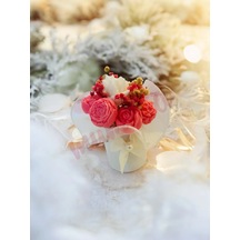 Mumelia Pastel Çiçekler - Doğal Soya Rose Gold Kutulu Mini Mum Buketi - Pembe