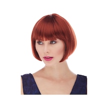 Kızıl Renk Düz Kesim Astarlı Küt Parti Peruğu