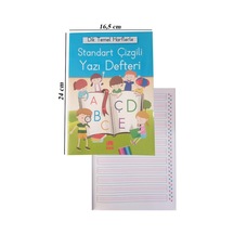 Güzel Yazı Defteri Orta Boy 16,5x24 Cm 24 Yaprak 1 Adet Standart Çizgili Yazı Defteri Dik Temel Harflerle 1. Sınıf