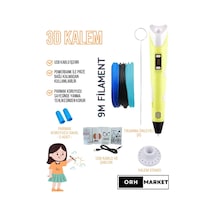 Sarı 3D Kalem 3D Pen Yazıcı Kalem – 3 Adet 3 Metrelik PLA Filament (Toplam 9M) + USB Kablo