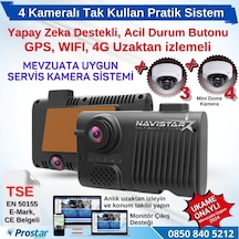 4 Kameralı 4g Gps Wifi Acil Durum Butonu Dahil Pratik Montaj Kamera Seti