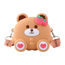 Cartoon Bear Silikon Çanta-kahverengi Kahverengi