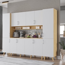 Della Kahve Köşesi Çok Amaçlı Dolap Kiler Mutfak Dolabı Meşe Beyaz 210cm Meşe - Beyaz