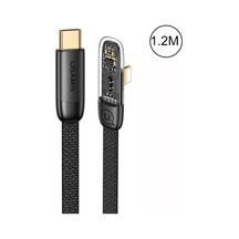 Usams Sj583 20w Lightning To Type-c Dirsek Hızlı Şarj Ve Veri Kablosu 1.2m Şeffaf Siyah