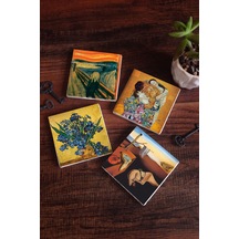 Pinecone Dalí Belleğin Azmi, Van Gogh Süsenler, Çığlık, Gustav Aile Taş Bardak Altlığı SC549