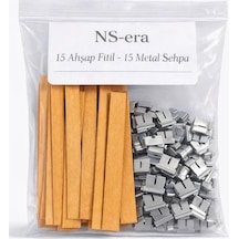 15 Adet Ahşap Fitil Ve 15 Adet Metal Sehpa - 15 Cm Uzunluk, 1.5 Cm Genişlik, Mum Yapımı İçin Doğal Ahşap Fitil Seti 000 Açık Krem