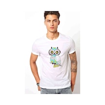 Owl Cushion Baykuş Baskılı Beyaz Erkek Tshirt
