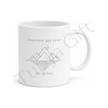 Minimalist Tasarım Baskılı Kupa Bardak Özel Tasarım Hediye Porselen Mug Beyaz / Çok Renkli