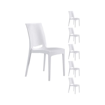 6 Adet Rattan Beyaz Sandalye - Bahçe&balkon&teras Sandalye Beyaz