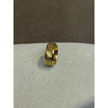 Yeni Sezon Vip Seri Paslanmaz Çelik Altın Kaplama Kumlu Alyans Yüzük Gold