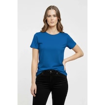 Efnaz Style T-shirt Bisiklet Yaka Slim Fit Likralı Tişört Günlük Basic Body - İndigo Indigo