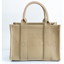 Kadın Vizon Tote Bag Deri Uzun Askılı Mini Çanta Ve Omuz Çantası Vizon