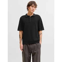 Jack & Jones Jjegeorge Knit Polo Ss Sn Erkek T-shirt-32818 Siyah