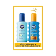 ﻿NIVEA Koruma & Bronzluk Güneş Spreyi SPF50 200 ML + Nemlendirici Güneş Sonrası Spreyi 200 ML