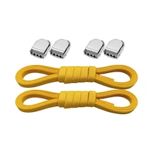 Akıllı Kilitli Ayarlanabilir Sarı 6 Mm Lastik Pratik Bağcık 1 Çift Sarı