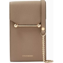 Strathberry Mosaic Taupe Bej Deri Phone Pouch Çanta, Şık Ve Fonksiyonel Tasarım Omuz Çantası
