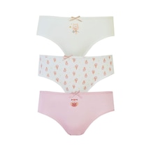 Bhr Kids 3Lü Kız Çocuk Külot Pamuklu Baskılı Esnek Rahat Slip