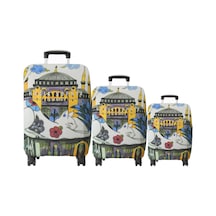 My Saraciye My 121 Ayasofya / Hagia Sophia Kedi Valizler İçin Kılıf Seti Kabin Orta Ve Büyük Çok Renkli