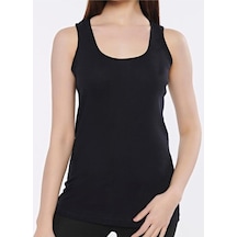 Nacar Store Kadın 6'lı Paket Geniş Askılı Pamuklu Atlet Siyah