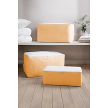 Turuncu Çizgili Medium Baza Çekyat Altı 3 Adet Hurç 50x30x20 Cm Turuncu