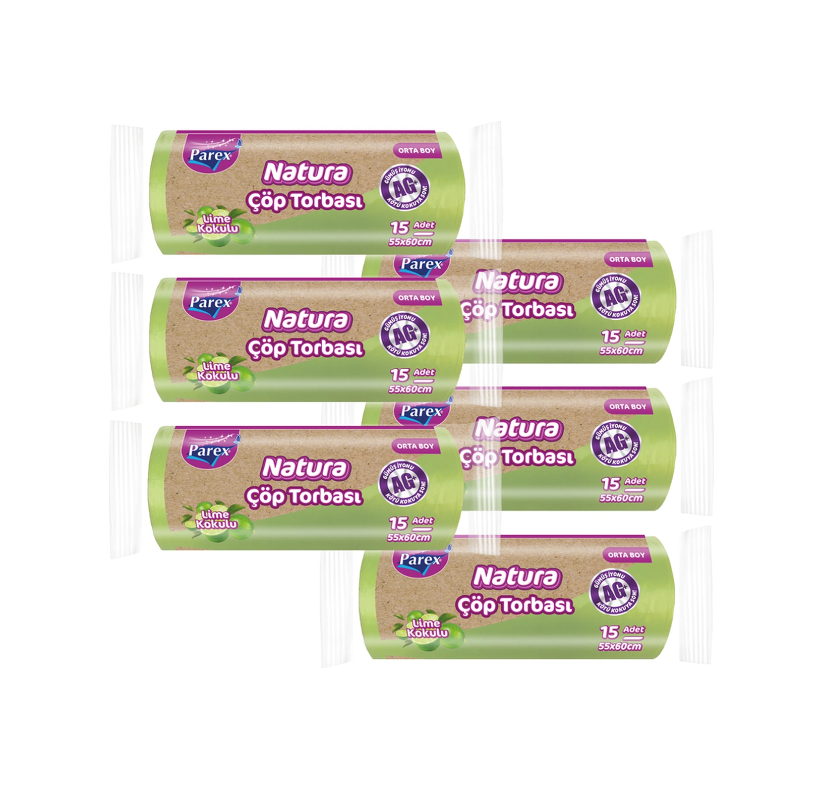 Natura Çöp Torbası Orta Boy 15'li 55 X 60 Cm Altılı Paket