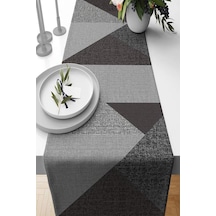 Füme Geometrik Desenli Premium Masa Örtüsü Runner Rnr606n11