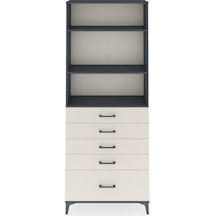 Arges Dolap 3 Raflı 5 Çekmeceli 88x30x221 Antrasit-aytaşı Antrasit