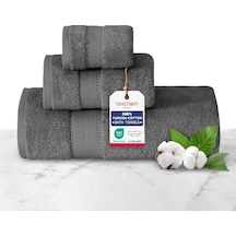 Pamuklu Havlu Takımı 3'li Set Koyu Gri