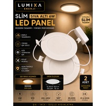 6w Slim Led Spot Panel Yuvarlak 3,5" Delik:8,2cm Dış:12cm Günışığı 3000k 2 Adet