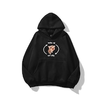 Unisex Wake Up Act Silly Sweatshirt Siyah Siyah