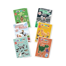 Çıkartmalı Boyama Serisi, Vahşi Hayvanlar, Futbol, Sportmen Çocuklar, Kediler, Köpekler, Dinozorlar