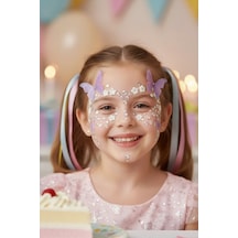 Lila Kelebek Ve Elmas Model Kız Çocuk Yüz Sticker Diğer