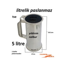 5 Litrelik Paslanmaz Süt Koyma Ölçü Kabı Litre 5 Kiloluk Tse Li P
