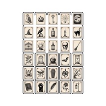 30 Adet Vintage Gotik Cadılar Bayramı Sticker Seti - Laptop Ajanda Defter İçin Çok Renkli