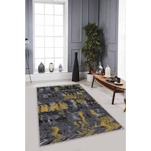 Füme Sarı Modern Kaymaz Taban Makinede Yıkanabilir Halı Mx09n11 Füme - Sarı
