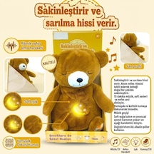 Nefes Alan Işıklı Ve Müzikli Uyku Arkadaşı Peluş Ayı - Sakinleştirici Bebek Oyuncağı Lisinya Kahverengi
