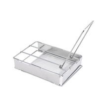 Katlanabilir Paslanmaz Çelik Ekmek Kızartma Makinesi Plaka Taşınabilir Açık Kamp Ekmek Kızartma Makinesi Izgara Gümüş