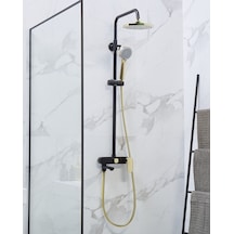 Beliani Rainshower'lı Mikser Duş Seti Siyah/altın Şıklık, Dayanıklılık Ve Fonksiyonelliğin Buluşma Noktası Siyah - Altın Altın - Siyah